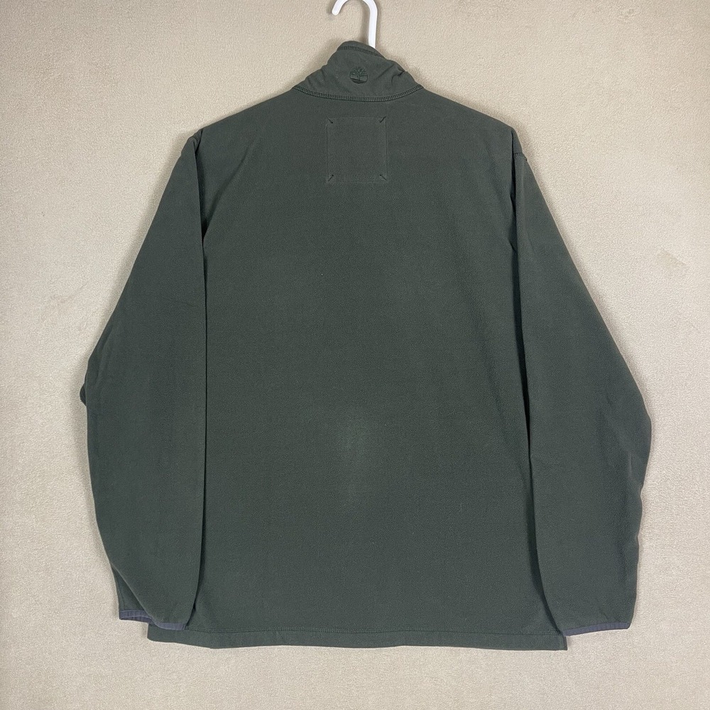 Timberland Fleece Pullover Mens XL Quarter-Zip Olive Green Chest Pocket EUC - Picture 9 of 10